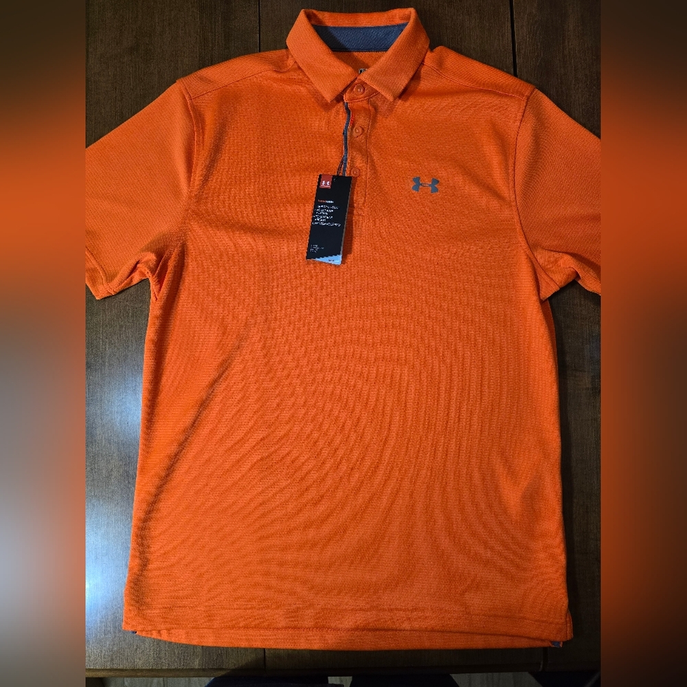 Under Armour Lightweight Orange Men's Polo; Loose MD/M/M